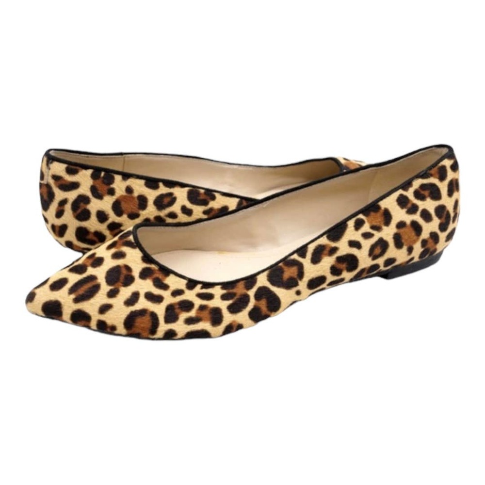 Marc Fisher Calf Fur Leopard Print Ballet Flats-right size 7, left size 7.5